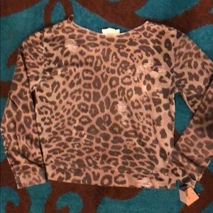 NWT Leopard distressed sweatshirt